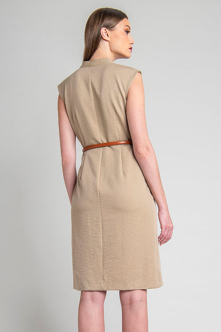 Vestido Sin Mangas Con Cinturon