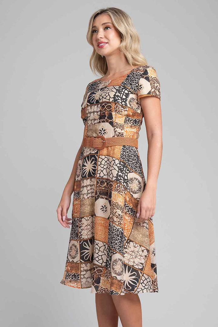 Vestido Estampado Con Cinturon