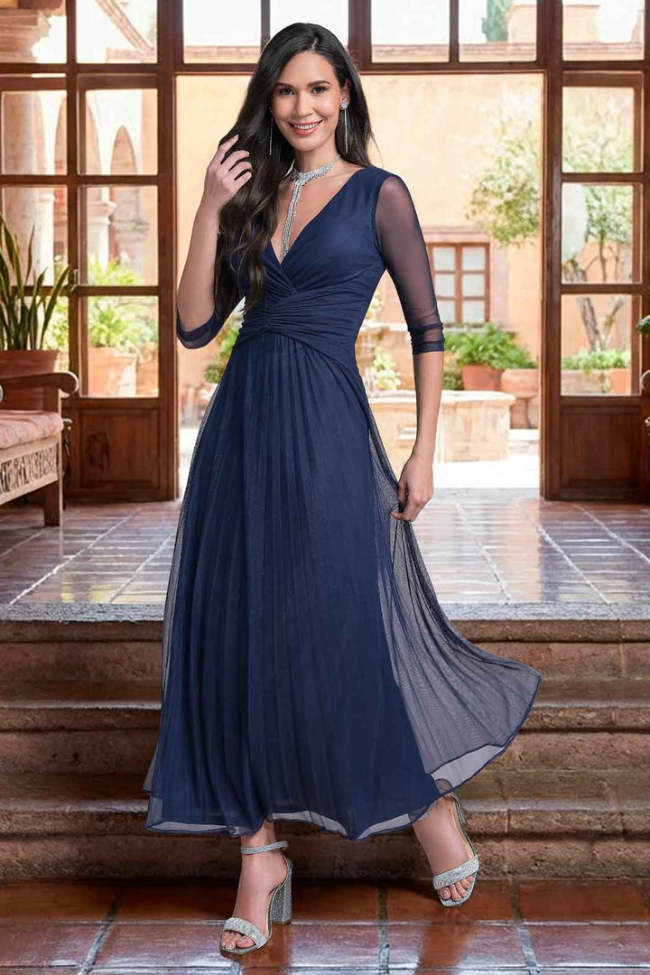 Vestido Mesh Con Escote Cruzado