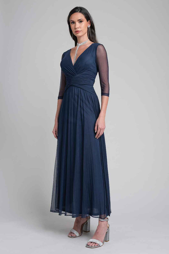 Vestido Mesh Con Escote Cruzado