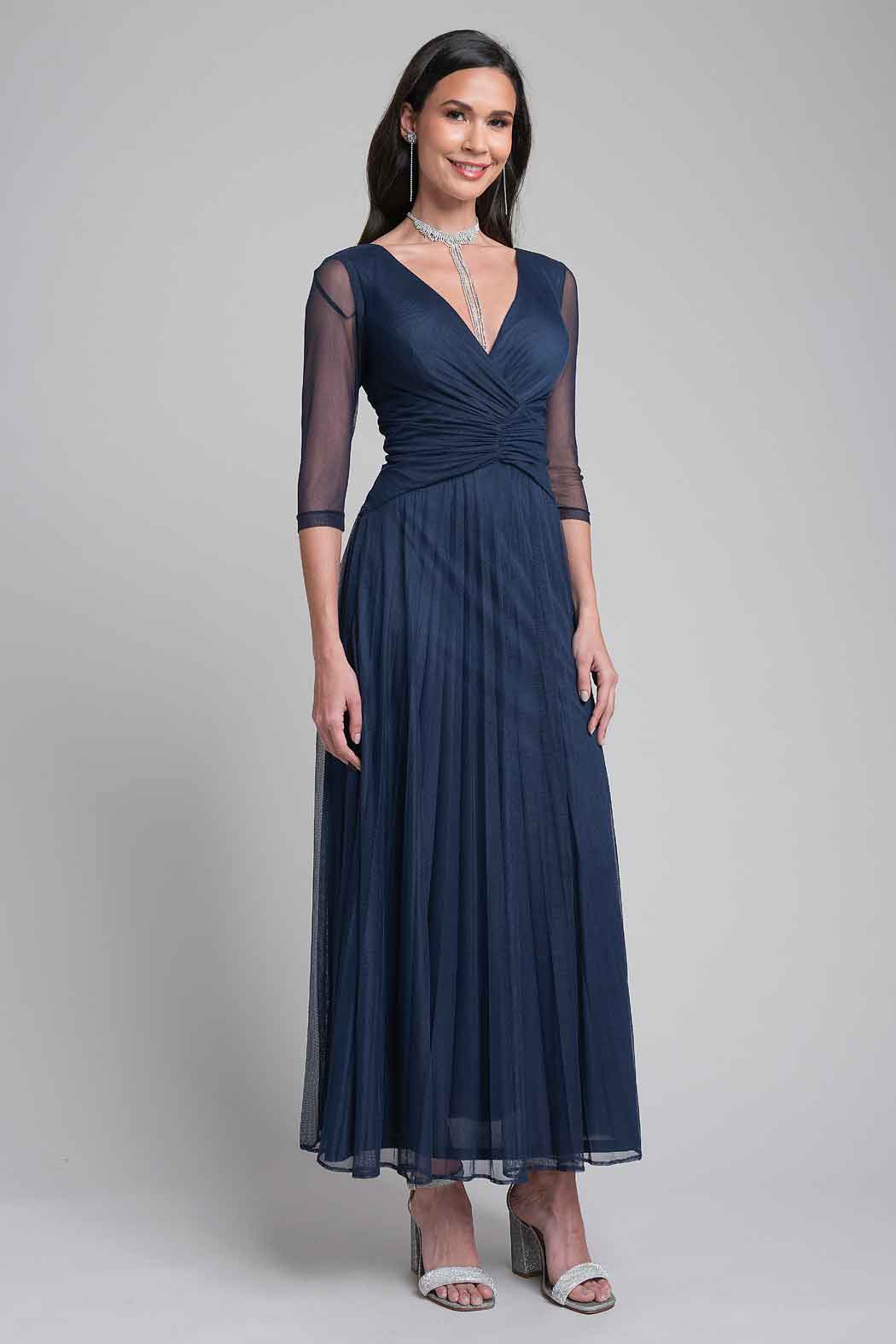 Vestido Mesh Con Escote Cruzado
