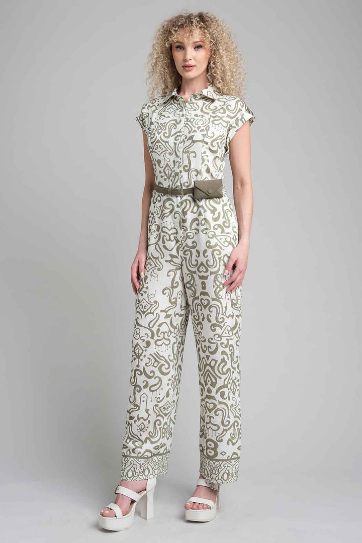 Jumpsuit Estampado Con Cinturon