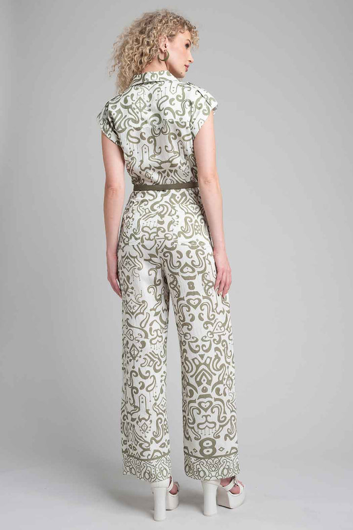 Jumpsuit Estampado Con Cinturon