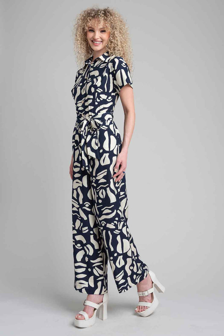 Jumpsuit Estampado Con Manga Corta