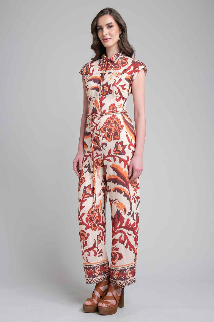Jumpsuit Estampado Con Cinturon