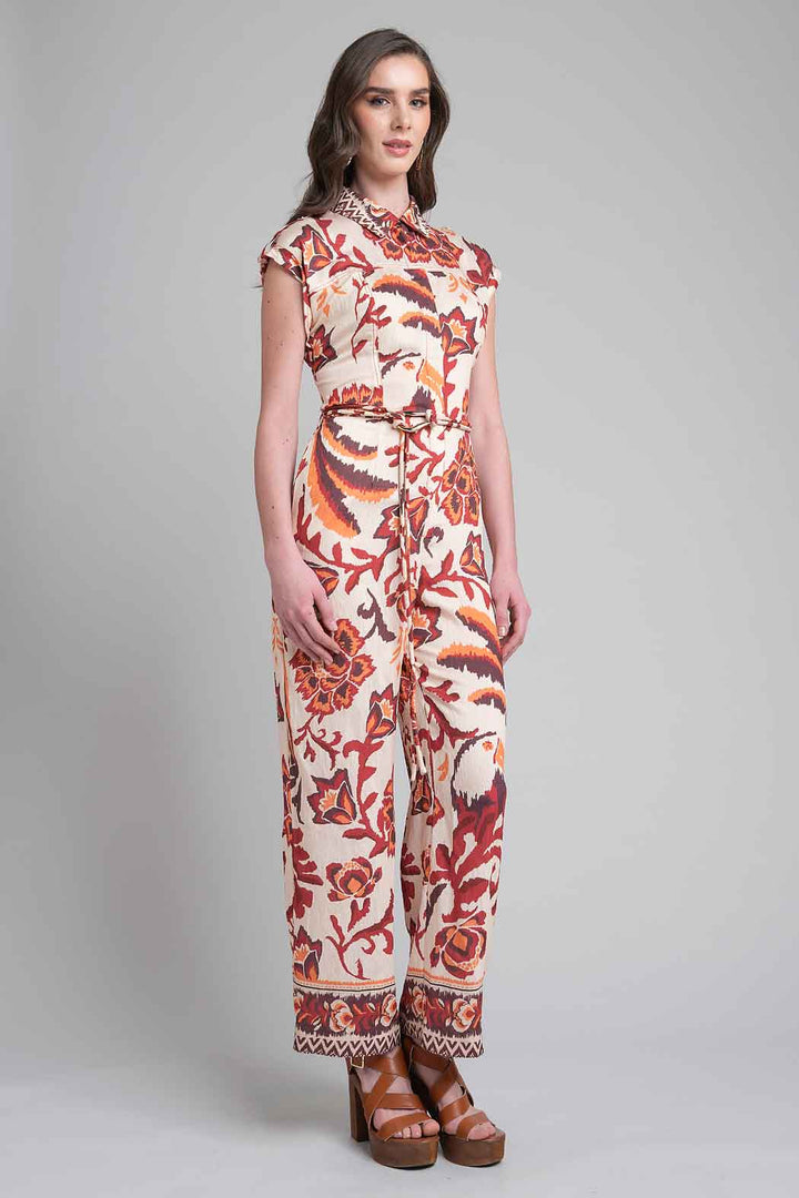 Jumpsuit Estampado Con Cinturon