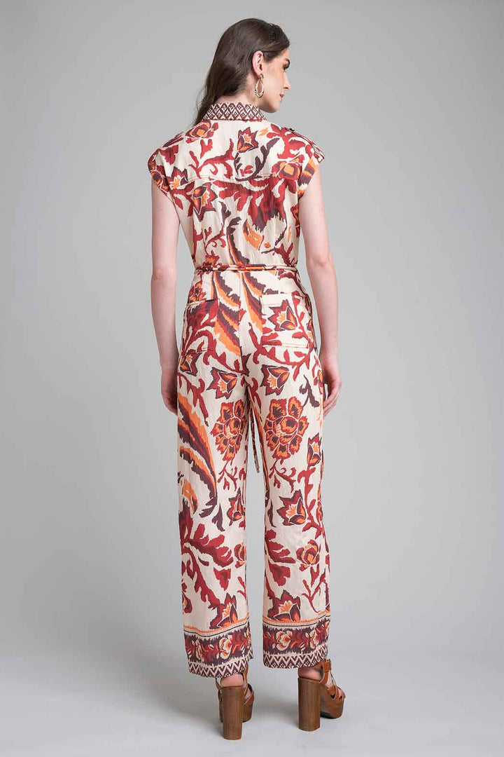 Jumpsuit Estampado Con Cinturon