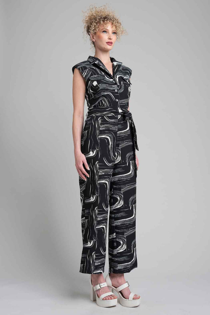 Jumpsuit Estampado Con Botones Al Frente