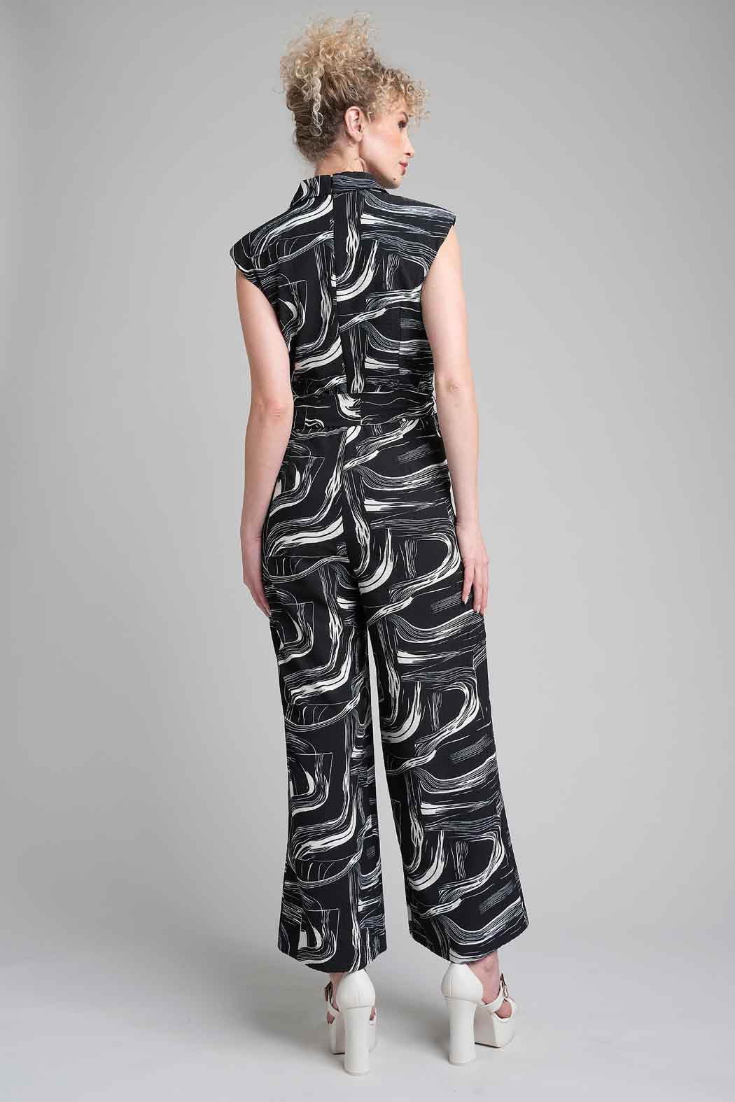 Jumpsuit Estampado Con Botones Al Frente