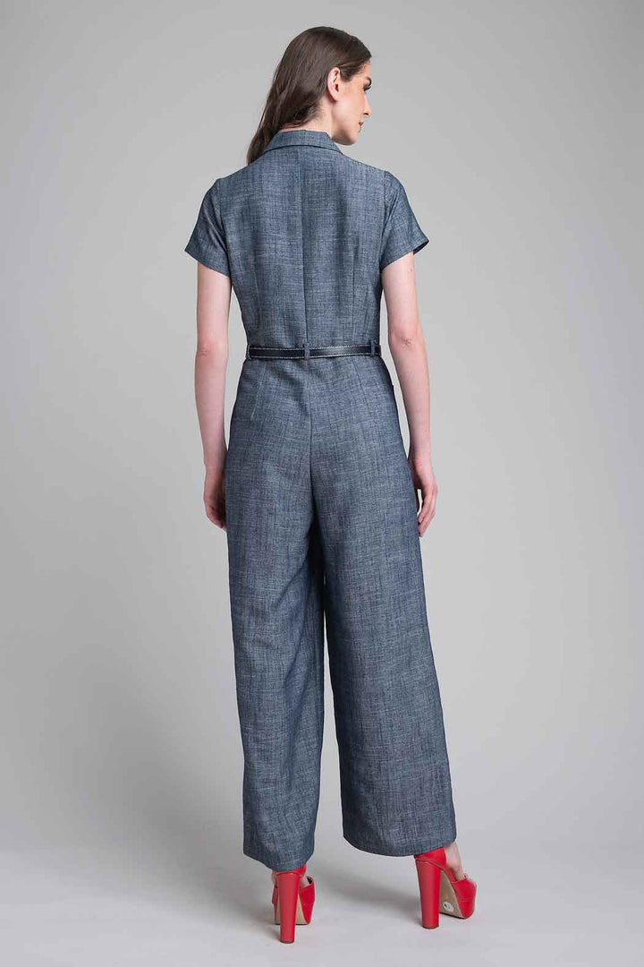 Jumpsuit Con Manga Corta Y Cinturon