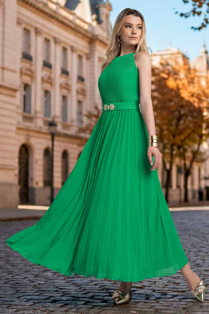 Maxi Vestido Halter Plizado