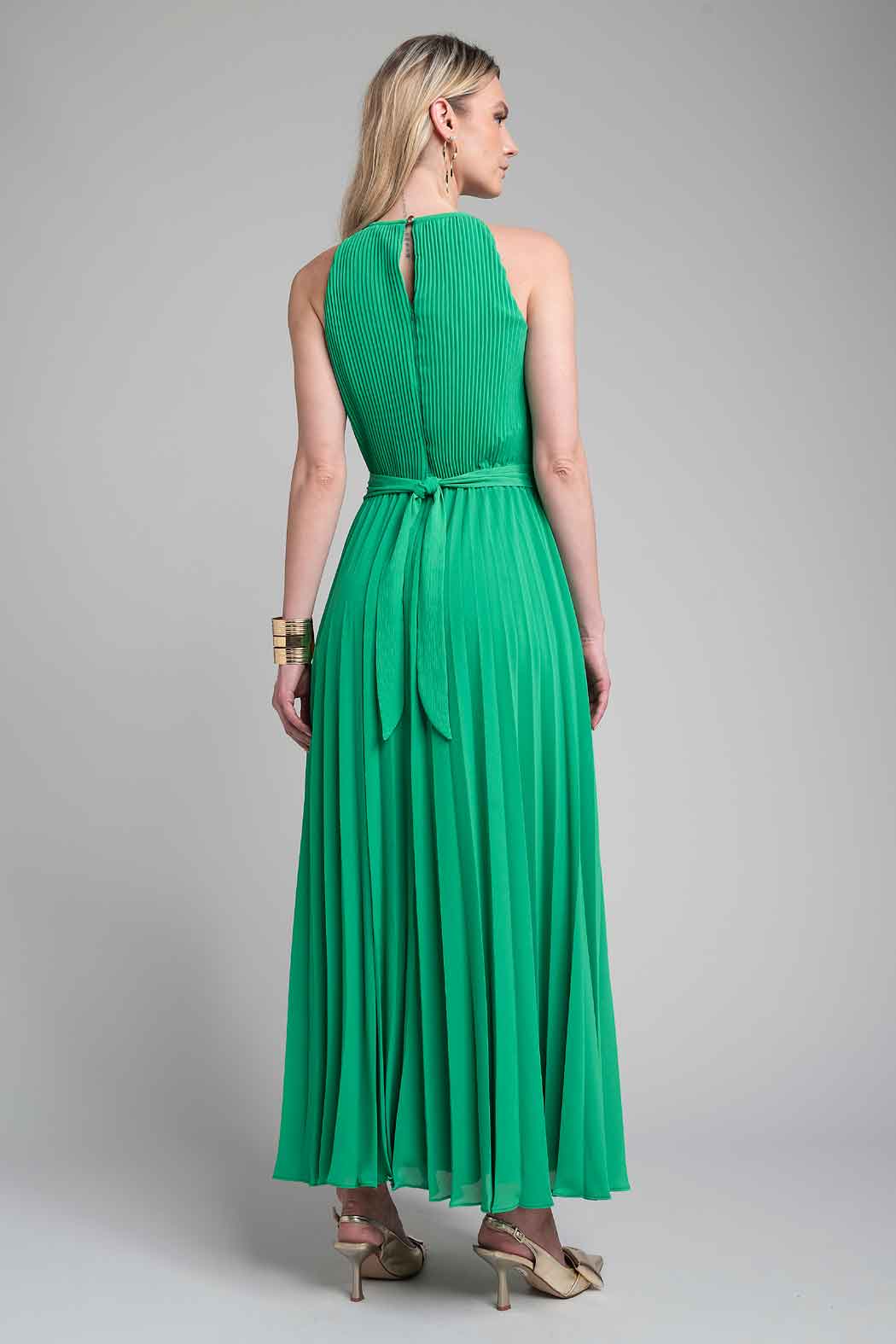 Maxi Vestido Halter Plizado