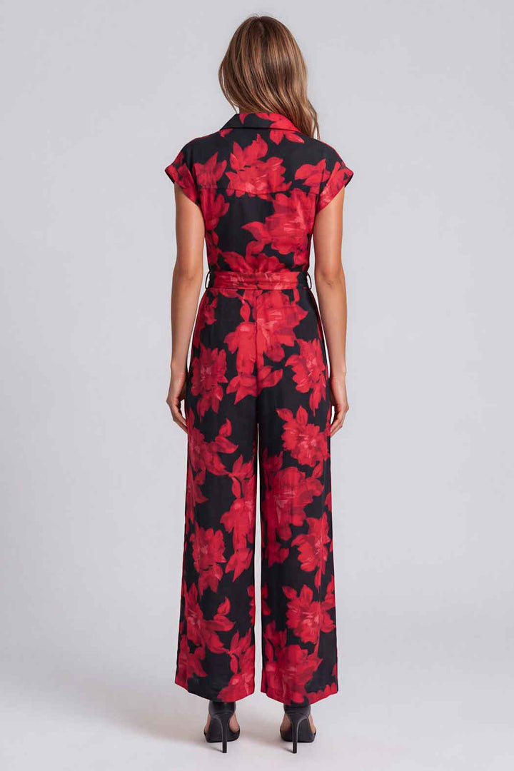 Jumpsuit Con Estampado Floral Y Manga Corta