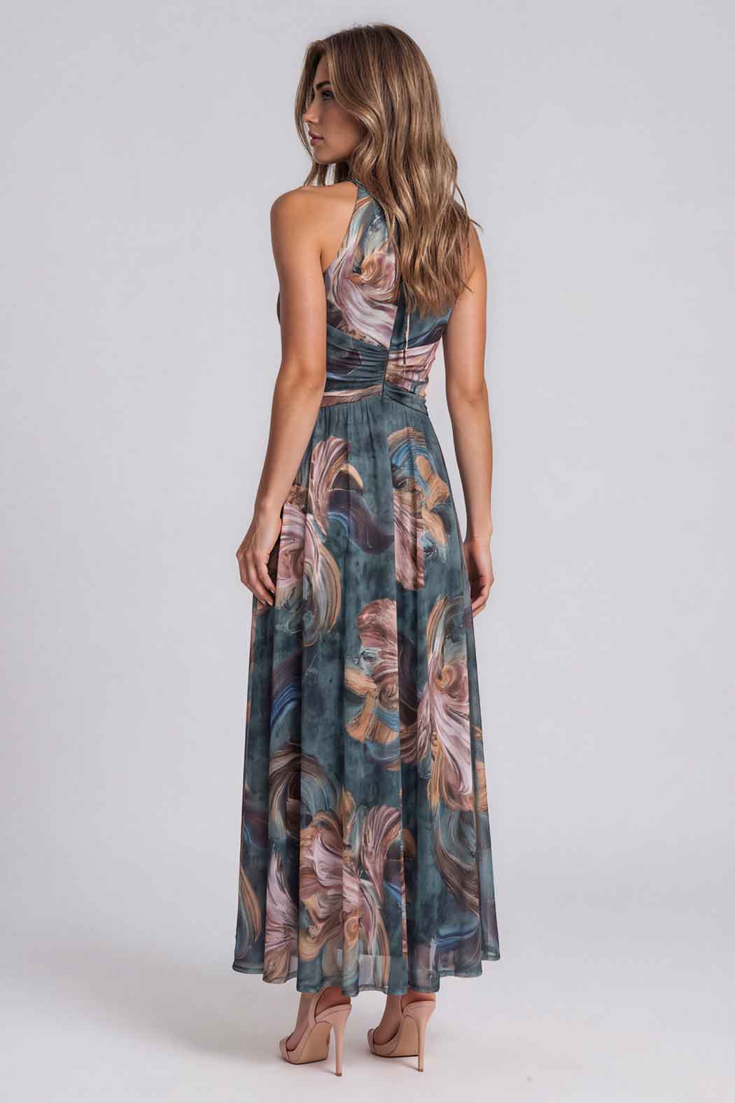 Vestido Halter Con Plizado En Cintura