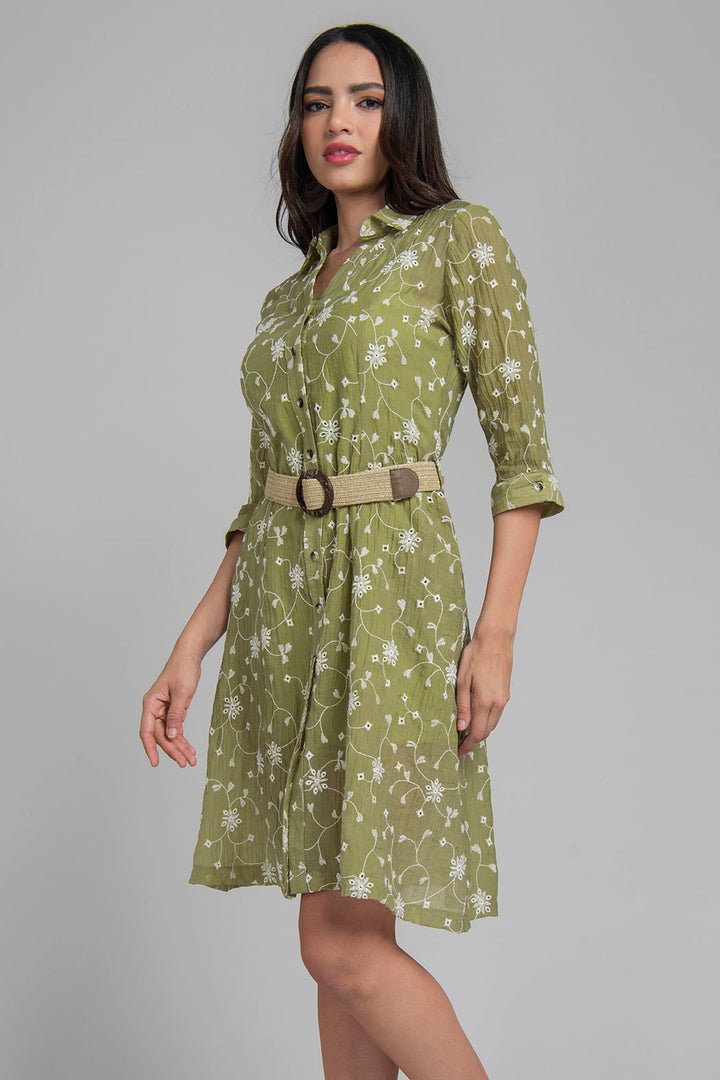Vestido Estampado Con Cinturon