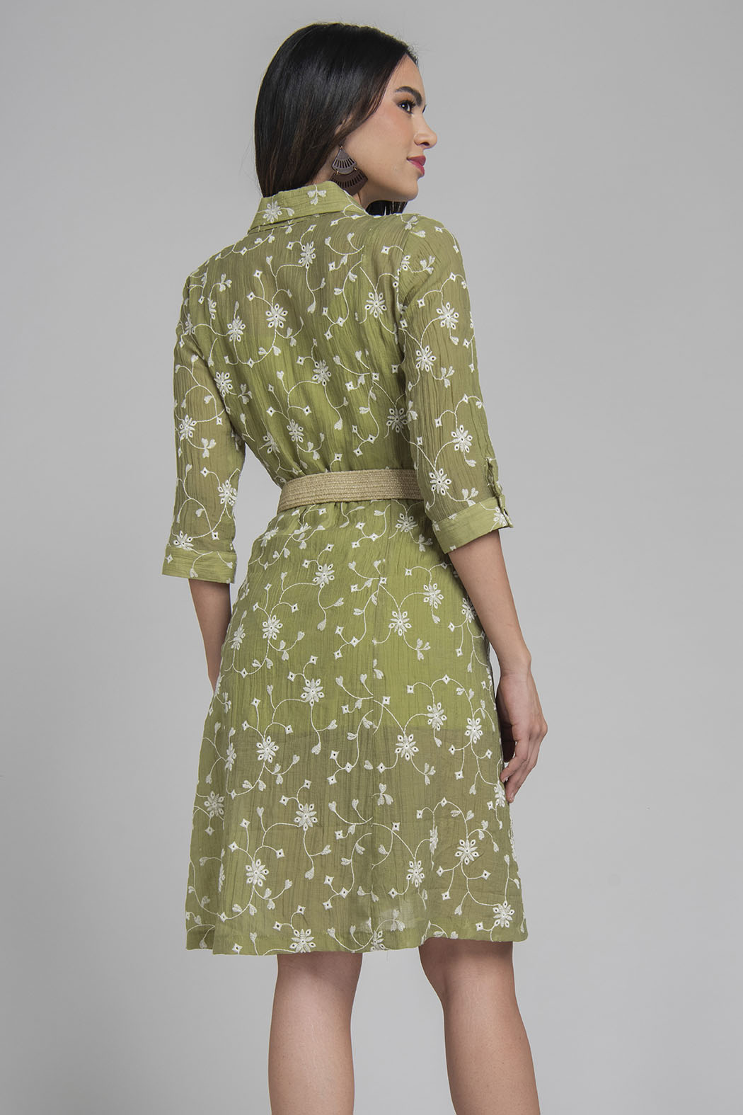Vestido Estampado Con Cinturon