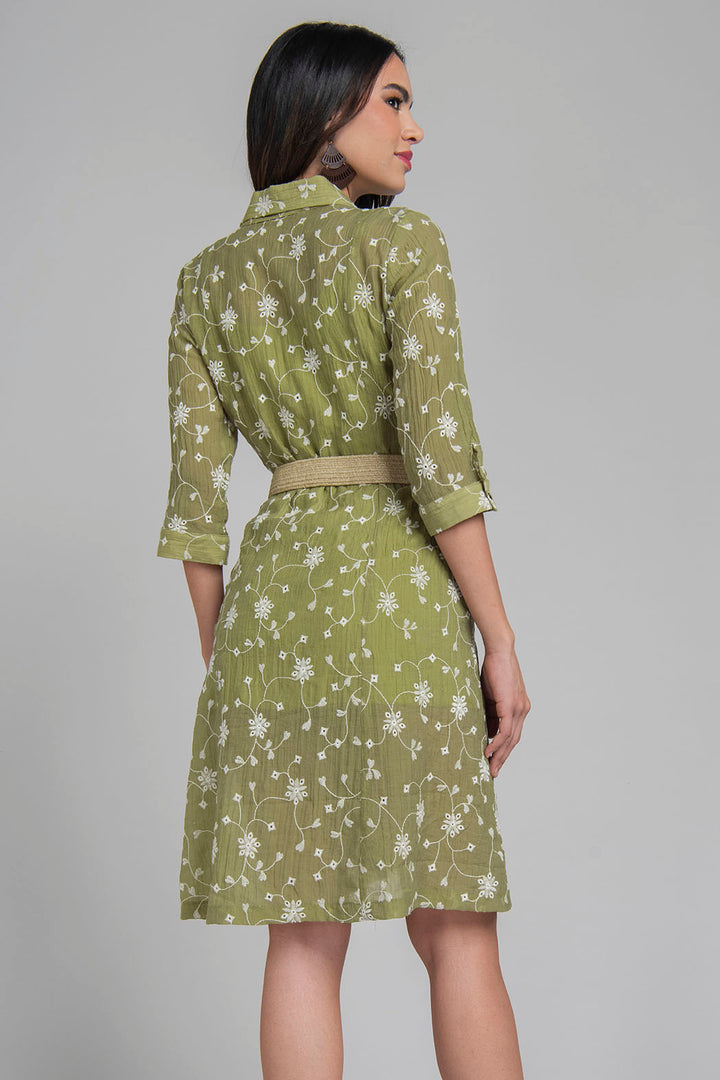 Vestido Estampado Con Cinturon