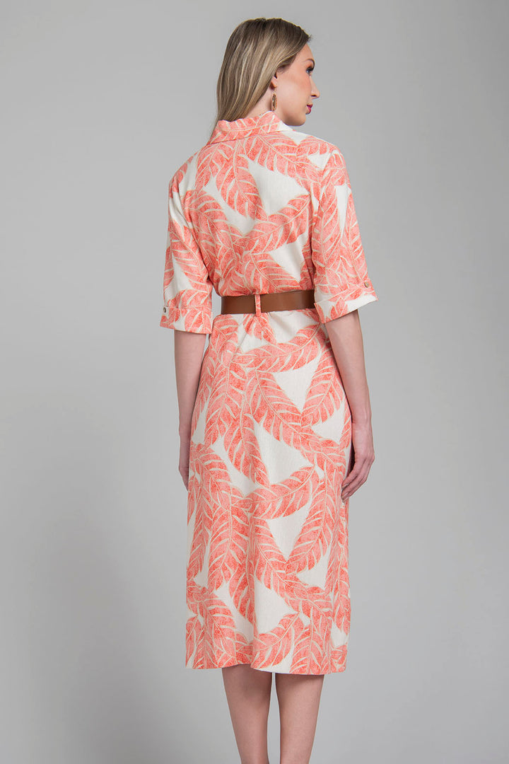 Vestido Camisero Con Estampado De Hojas