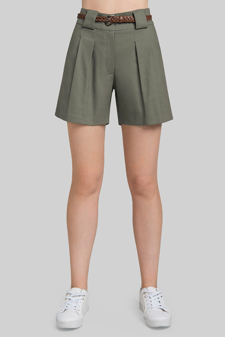 Short Liso Con Cinturon