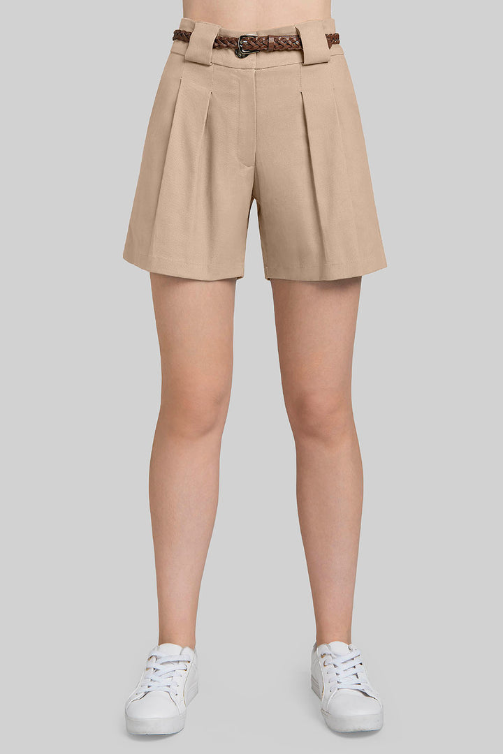 Short Liso Con Cinturon