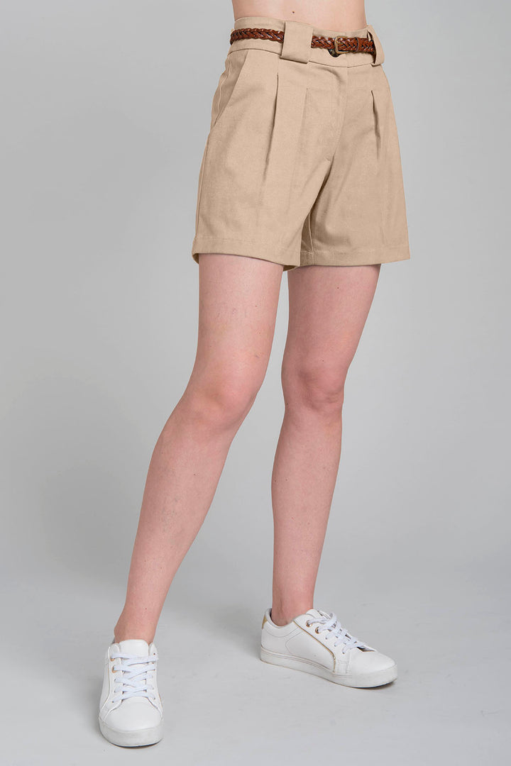 Short Liso Con Cinturon