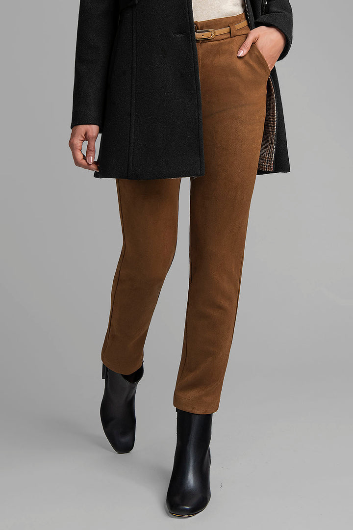 Pantalon De Gamusa Corte Recto Con Cinturon