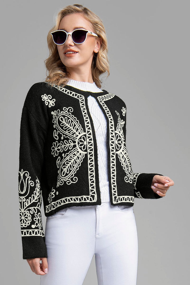 Sueter De Punto Con Estampado Bordado
