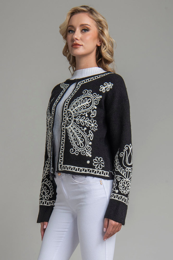 Sueter De Punto Con Estampado Bordado