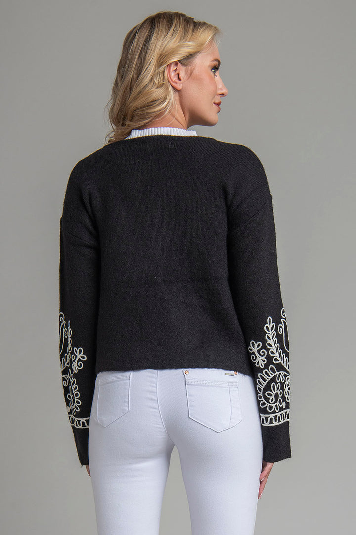 Sueter De Punto Con Estampado Bordado