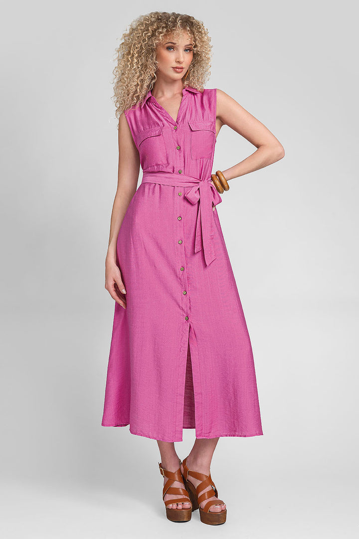 Vestido Largo Camisero Sin Mangas