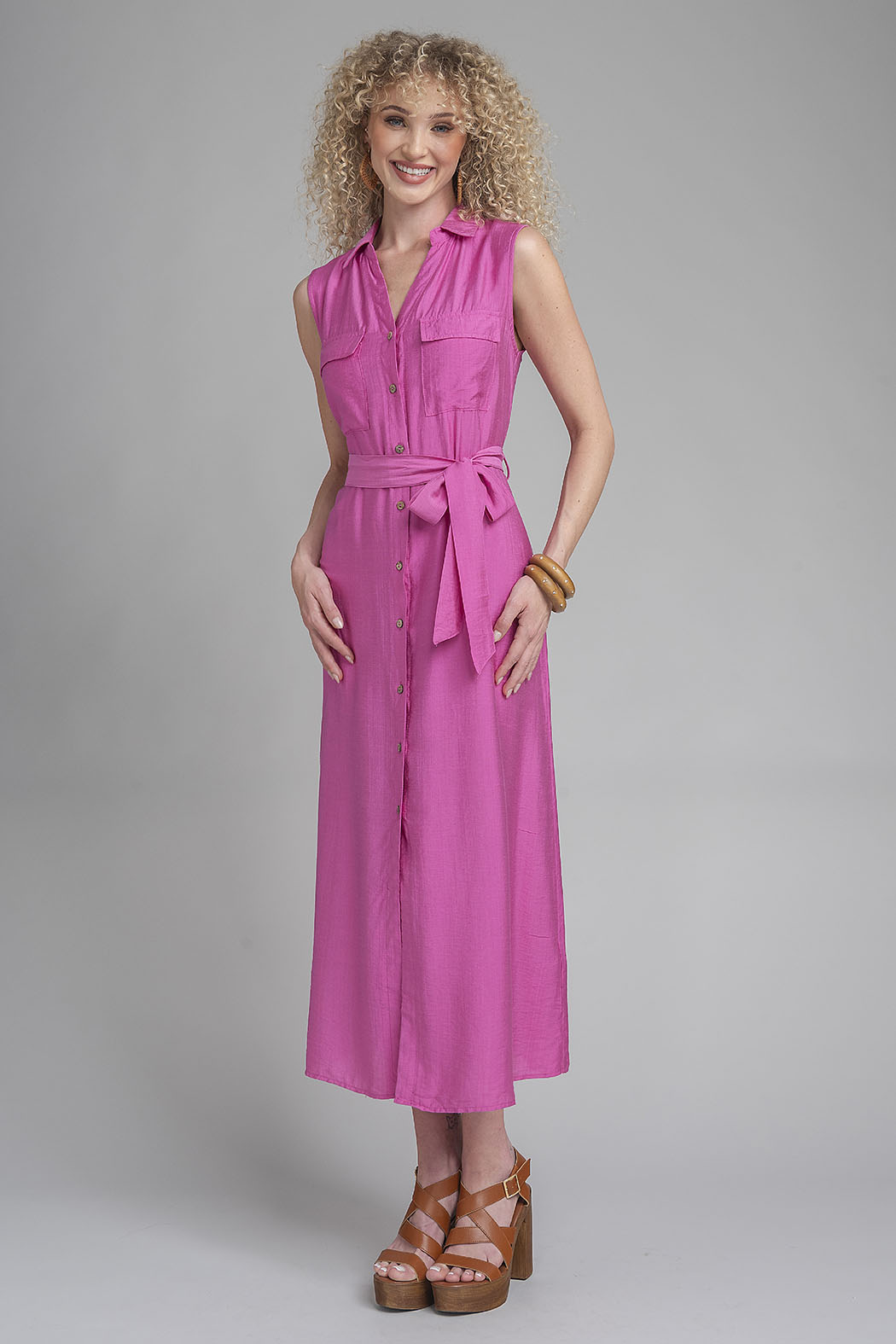 Vestido Largo Camisero Sin Mangas