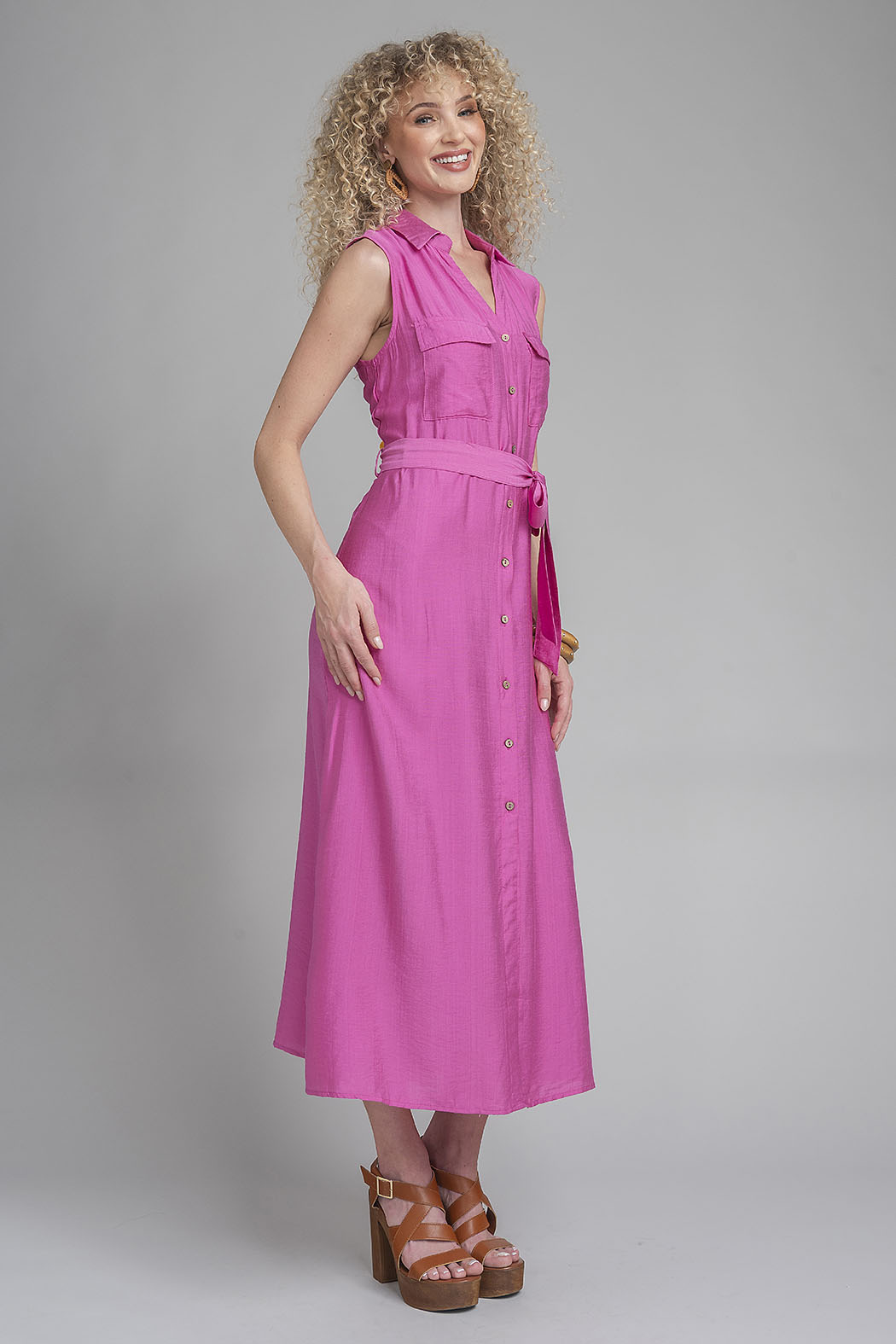 Vestido Largo Camisero Sin Mangas