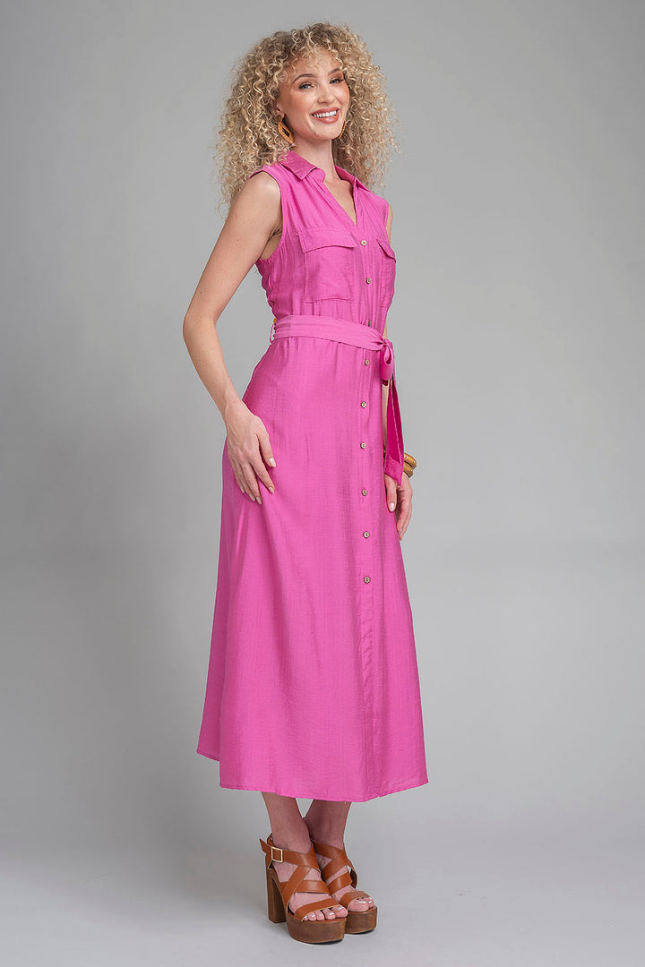 Vestido Largo Camisero Sin Mangas