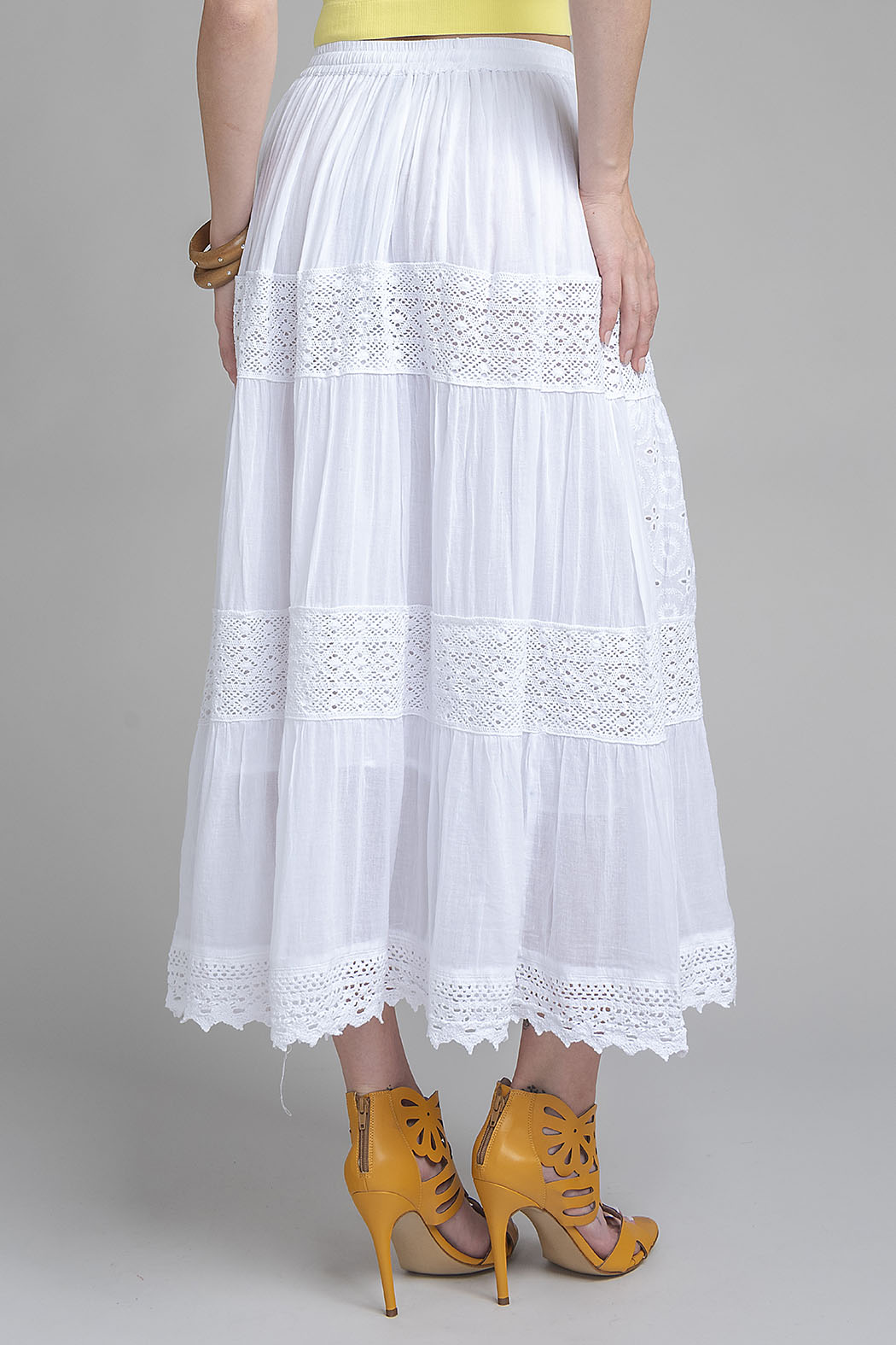 Falda Larga Con Tira Bordada