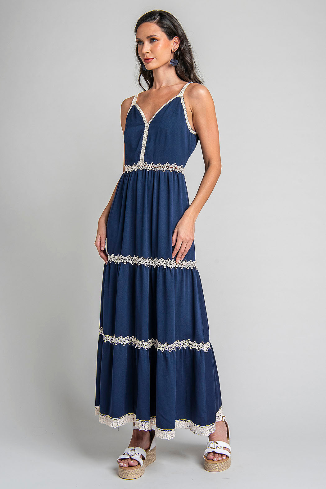 Vestido Largo Boho Con Detalles En Encaje