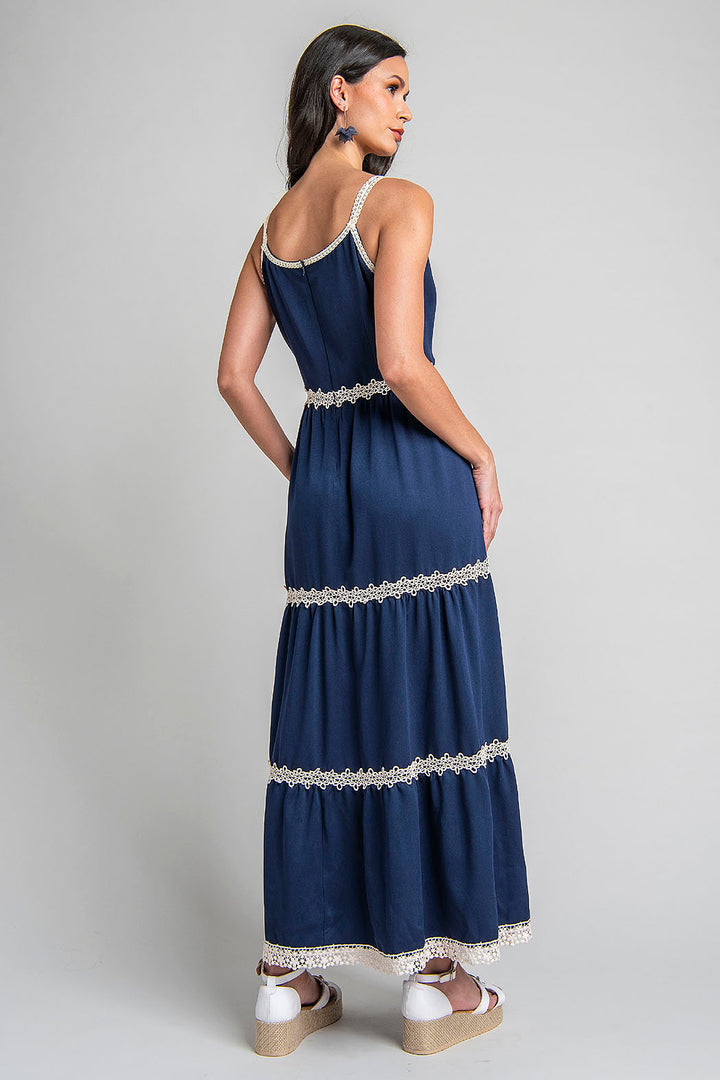 Vestido Largo Boho Con Detalles En Encaje