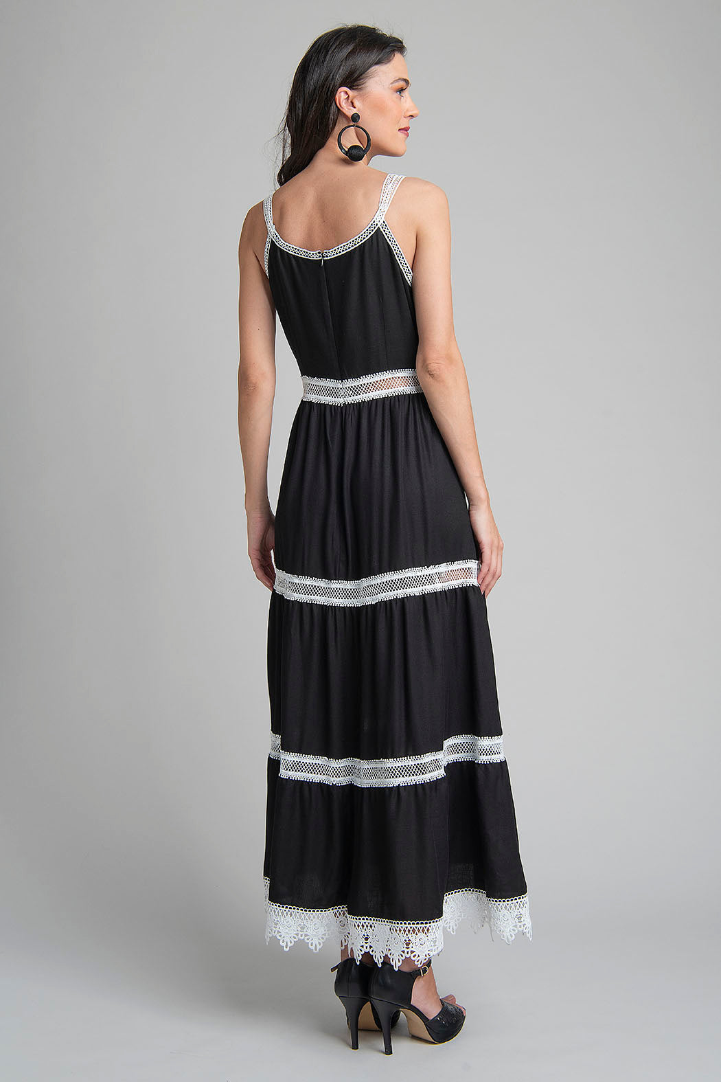 Vestido Maxi Boho Con Encaje Crochet