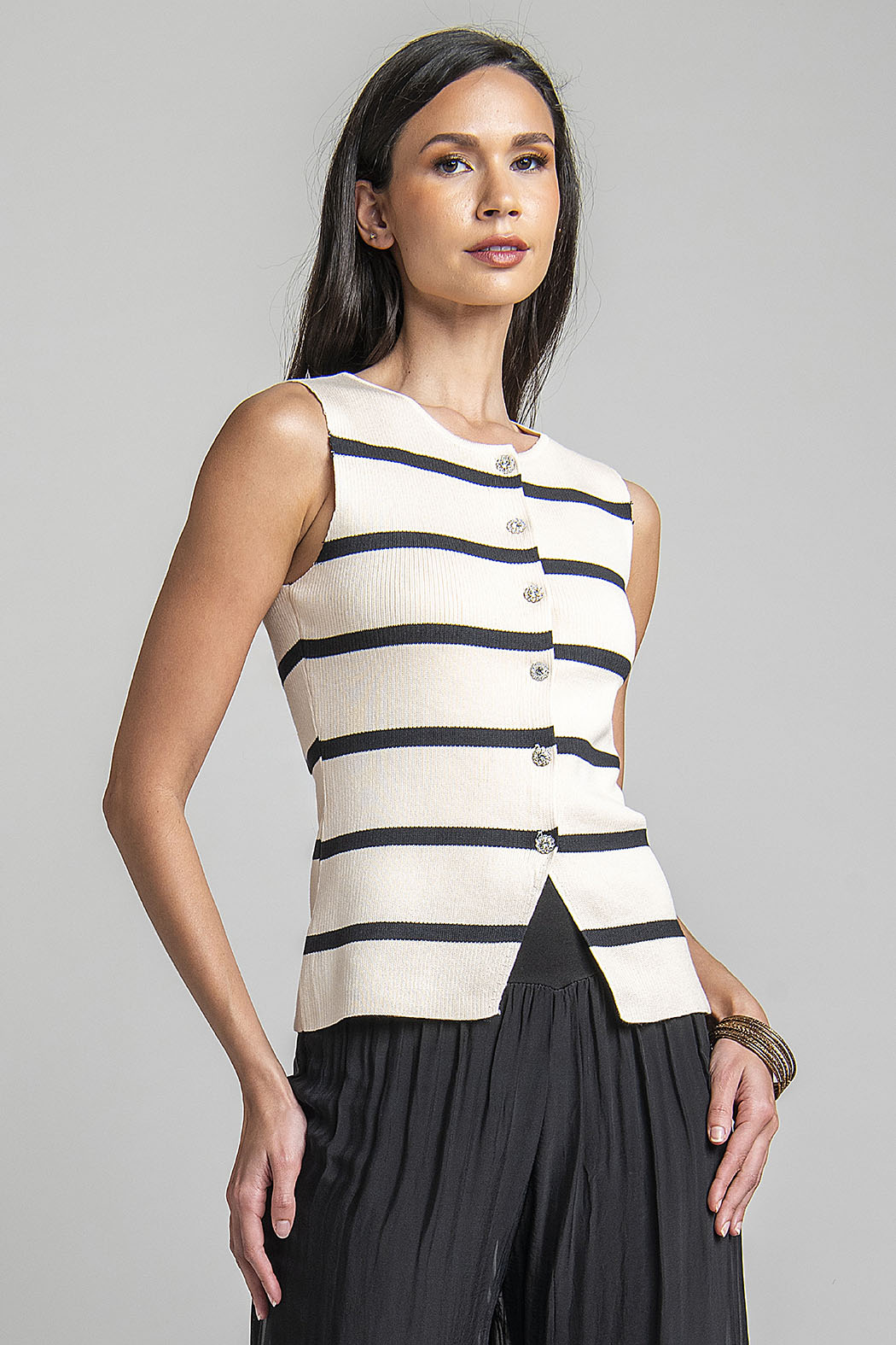 Blusa Sin Mangas Con Franjas