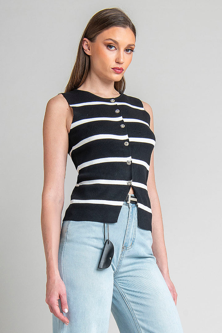 Blusa Sin Mangas Con Franjas