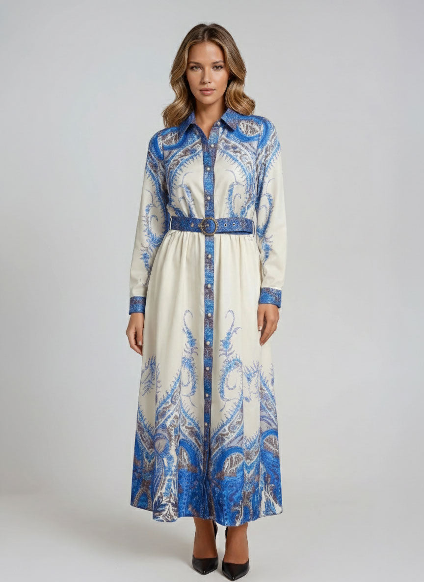Vestido De Manga Larga Estampado