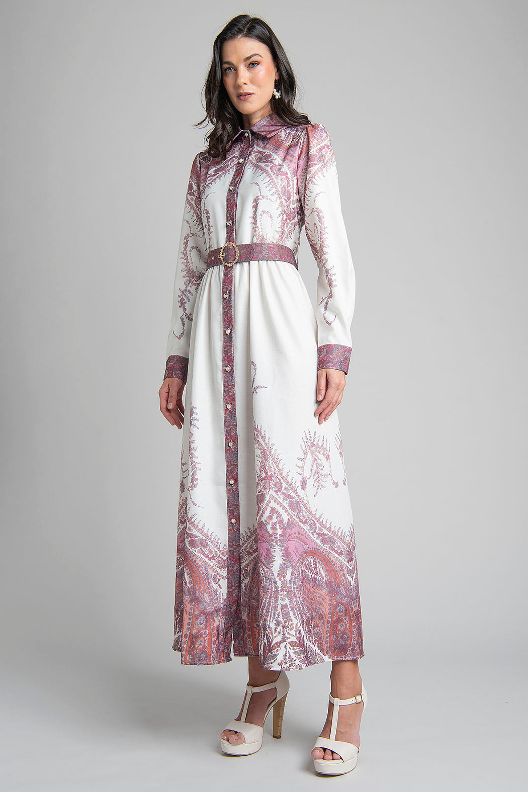 Vestido De Manga Larga Estampado