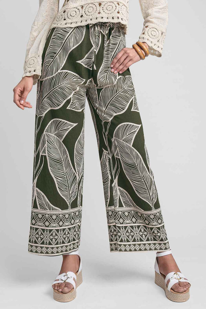Pantalon Estampado Con Resorte En Cintura