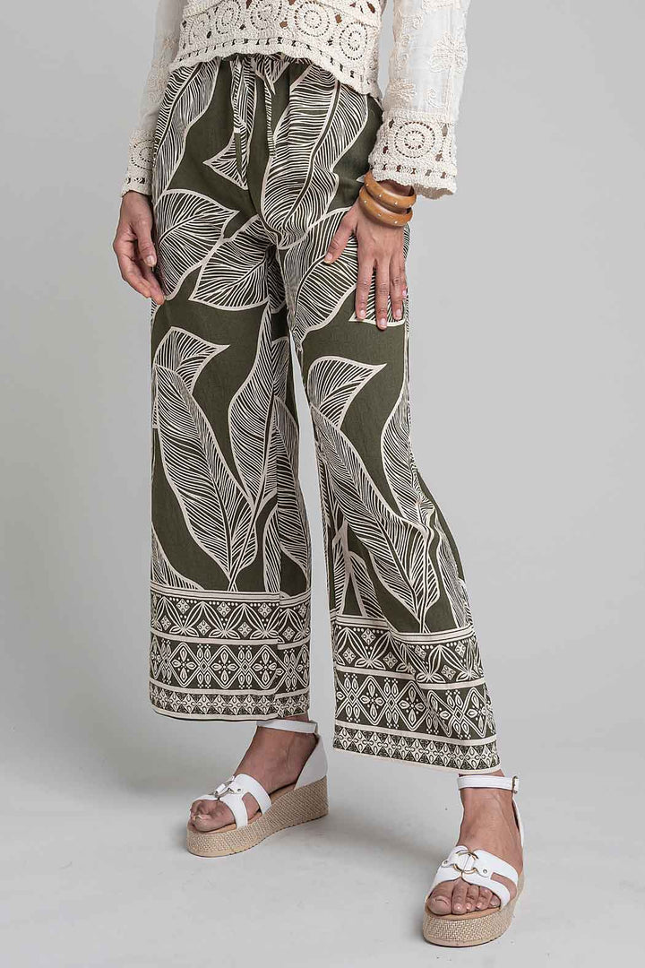 Pantalon Estampado Con Resorte En Cintura