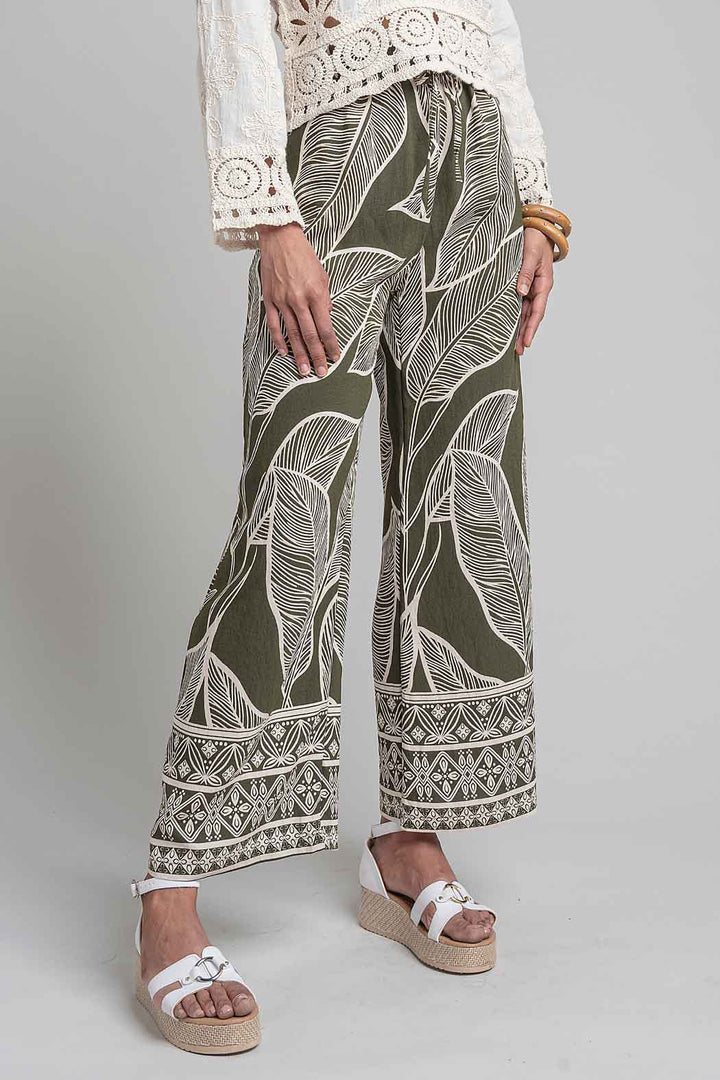 Pantalon Estampado Con Resorte En Cintura