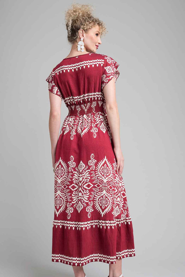 Vestido Estampado Con Manga Corta