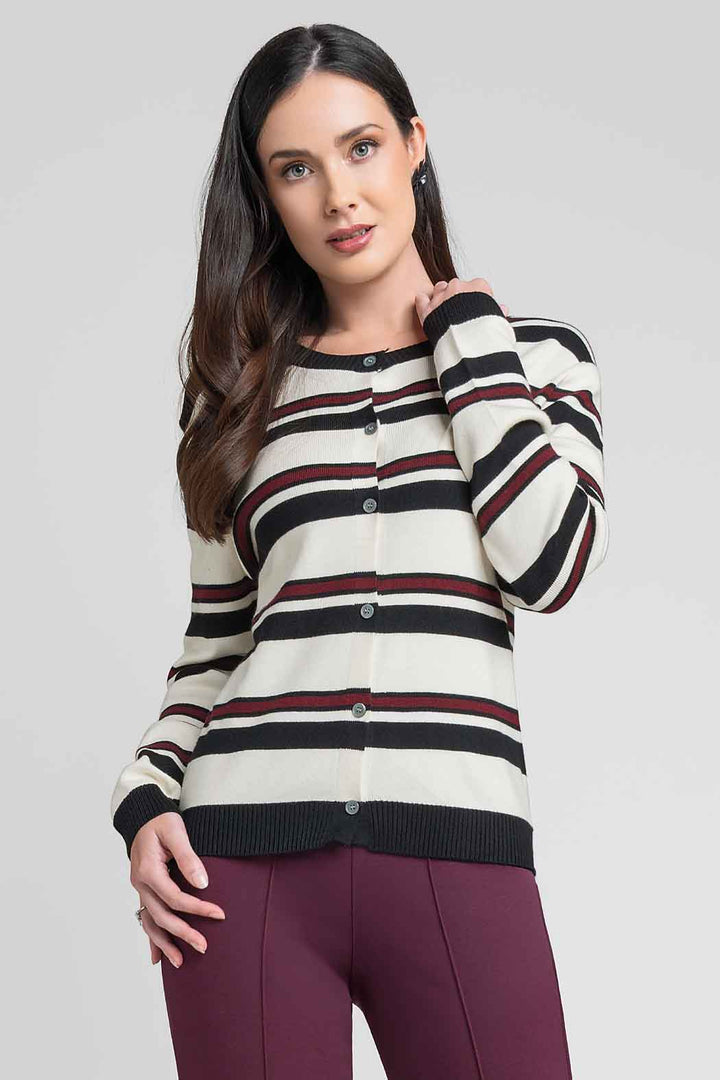 Sueter Con Franjas Y Botones Al Frente