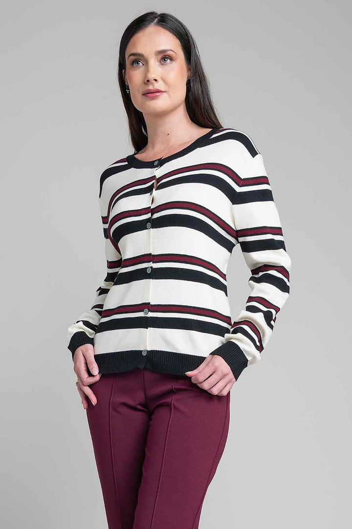 Sueter Con Franjas Y Botones Al Frente