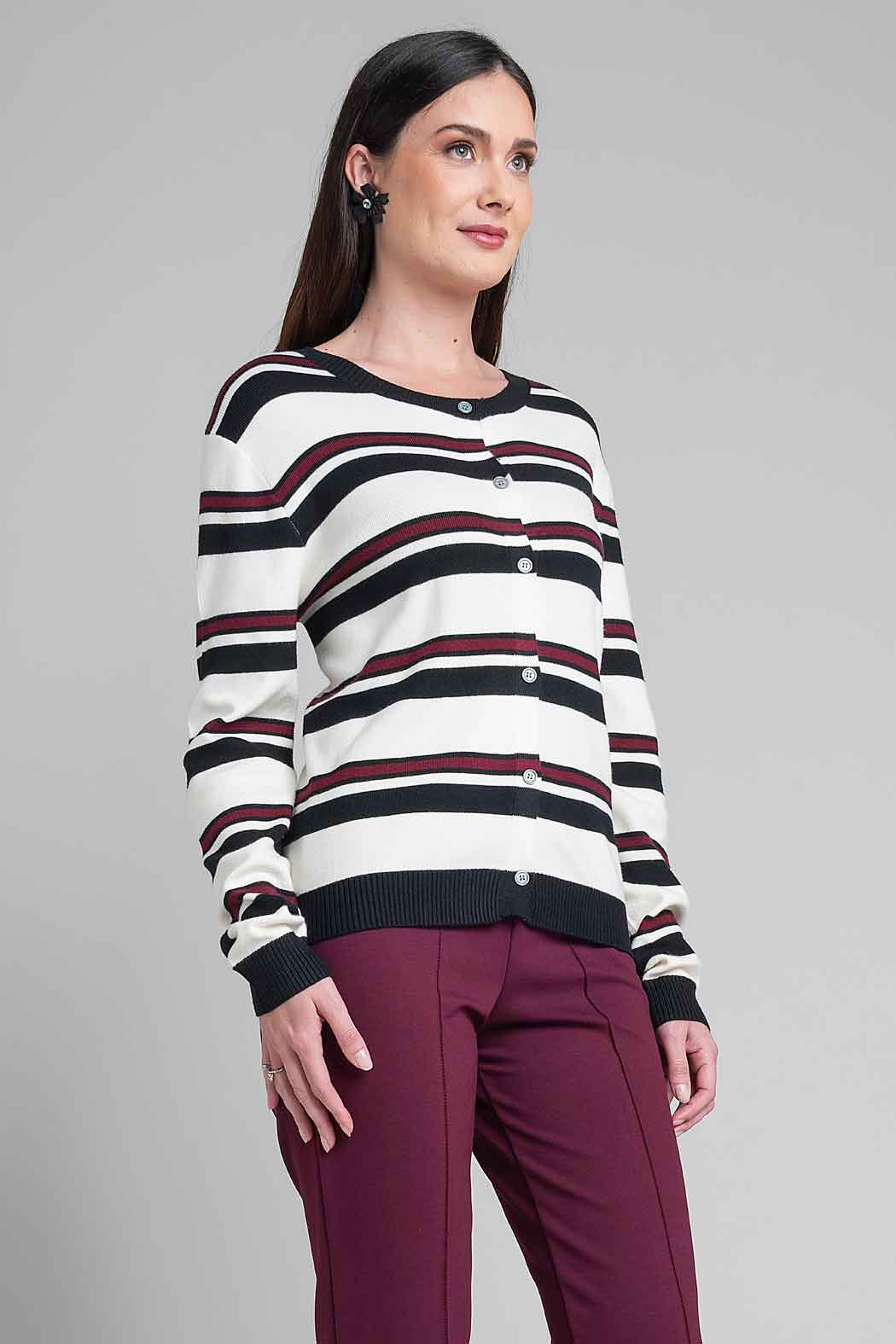 Sueter Con Franjas Y Botones Al Frente
