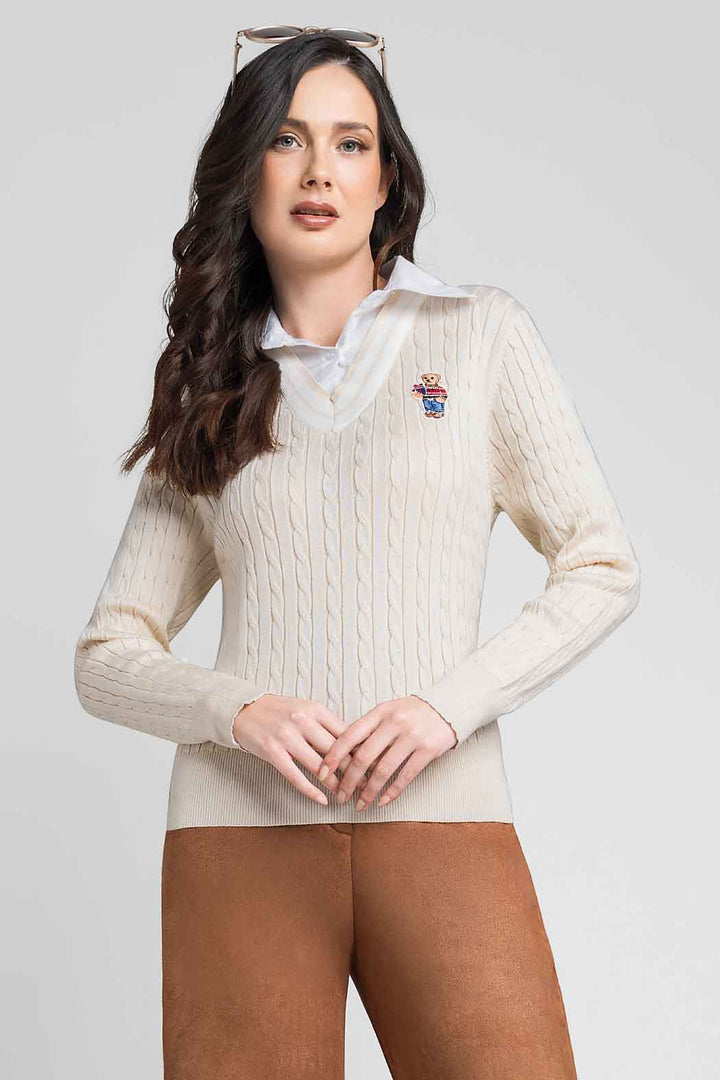 Sueter De Punto Con Cuello Camisero