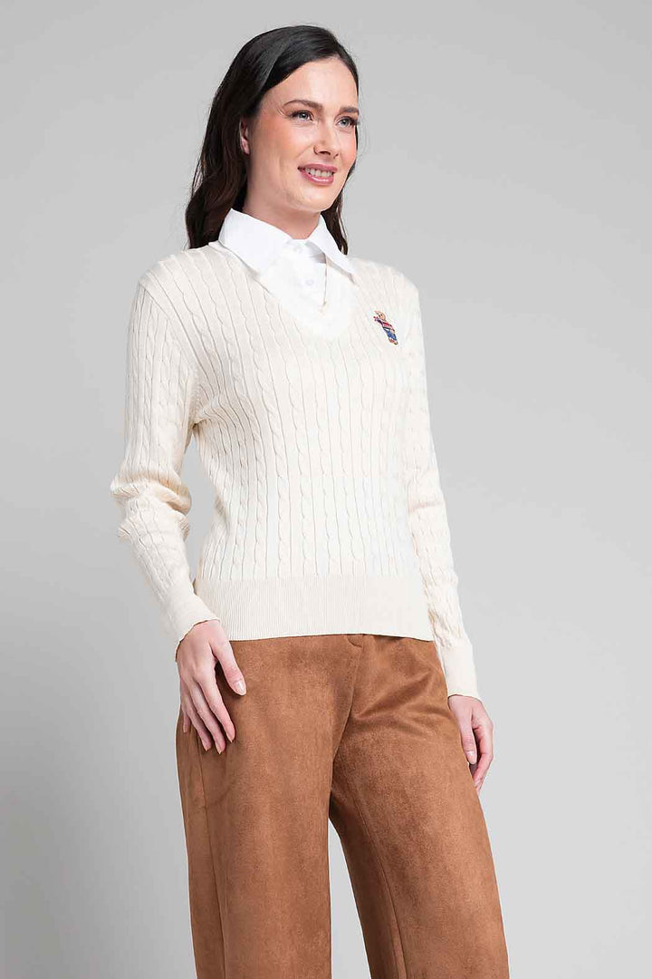 Sueter De Punto Con Cuello Camisero